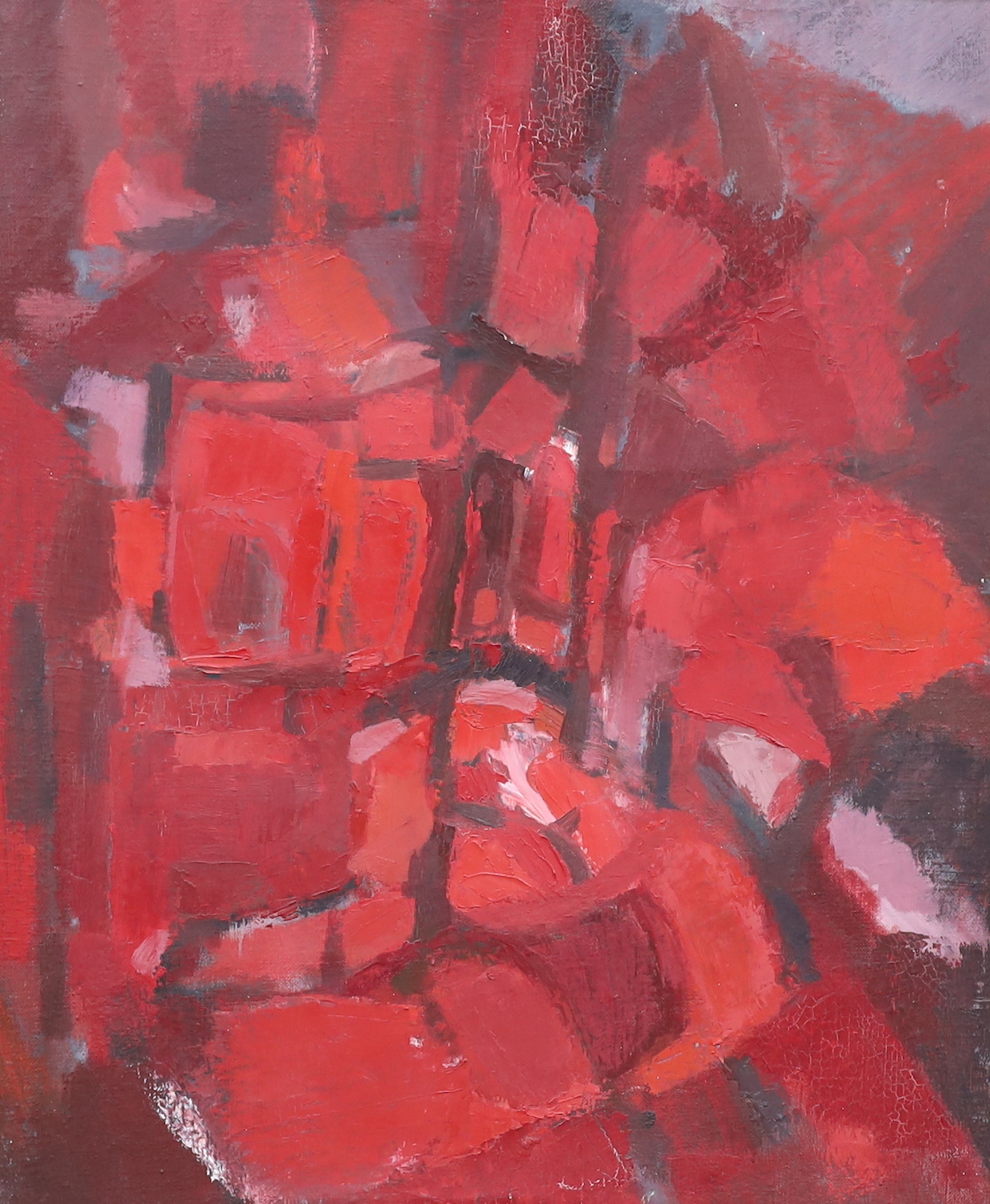 Oil on canvas, Abstract composition, unsigned, inscribed verso, 74 x 61cm